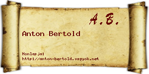 Anton Bertold névjegykártya
